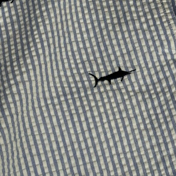 Vineyard Vines Seersucker Club Shorts‎ Men's 28 Blue White Striped Swordfish 9" - Picture 6 of 9